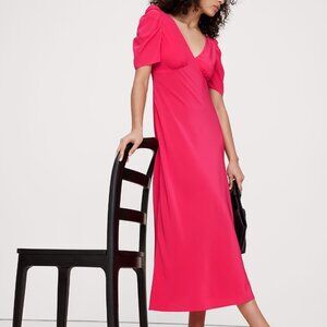 Banana Republic Matte Silk Maxi Dress in Coral Gem